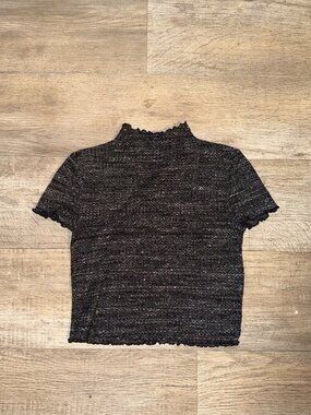 Forever 21 Shimmer Cropped Mock Neck Knit